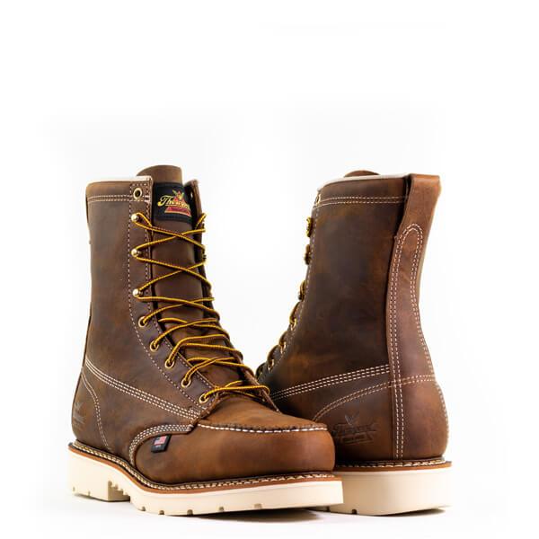 Detail view of the Thorogood American Heritage 8-inch Trail Crazyhorse moc toe boot