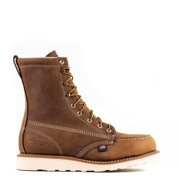 Detail view of the Thorogood American Heritage 8-inch Trail Crazyhorse steel toe boot