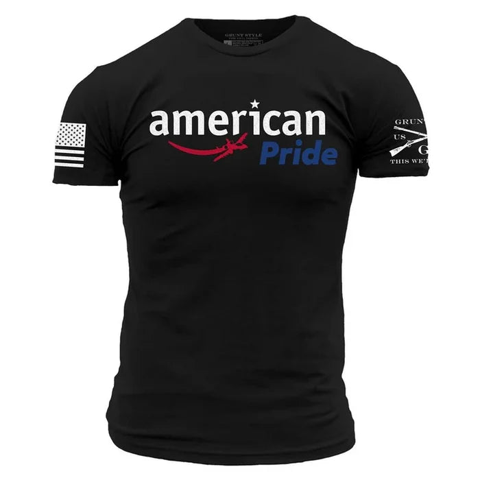 Grunt Style American Pride short-sleeve graphic t-shirt in black, available in big and tall sizes