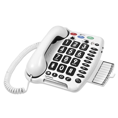 Full view of Amplipower 40-Big Button Telephone-40dB with large buttons and clear display on a plain background.