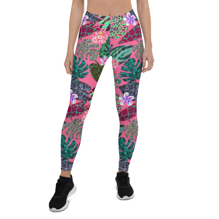 Animal Print Leaves Leggings