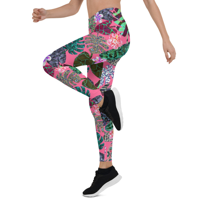 Animal Print Leaves Leggings