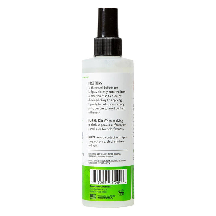 back of Anti-Chew Spray Sour Apple 8 fl oz bottle