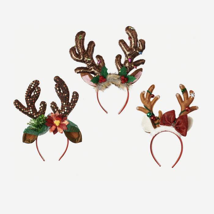Antler Headband, Set of 6, 3 Assorted