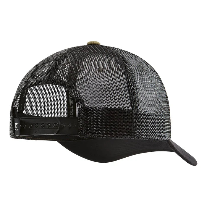 Troll Co. Anvil Flagship curved bill snapback hat in military green and black, additional product image