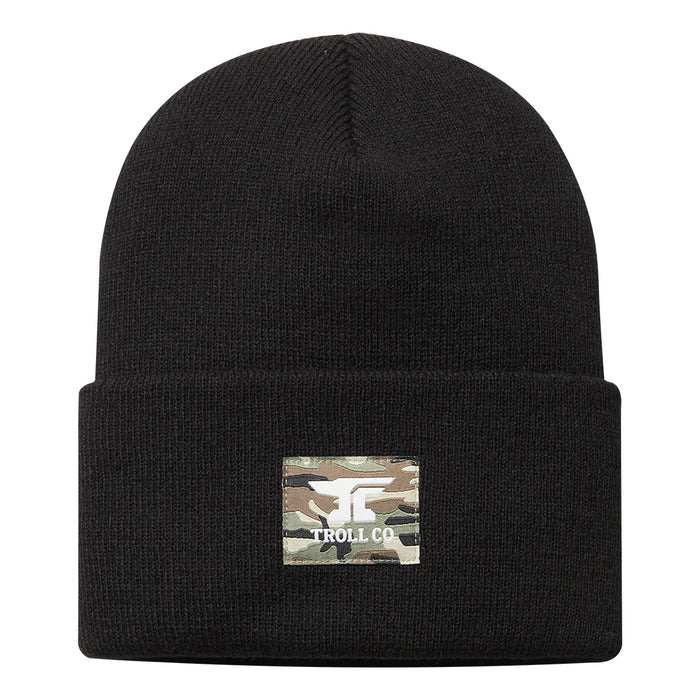 Troll Co. Anvil woven label beanie in black
