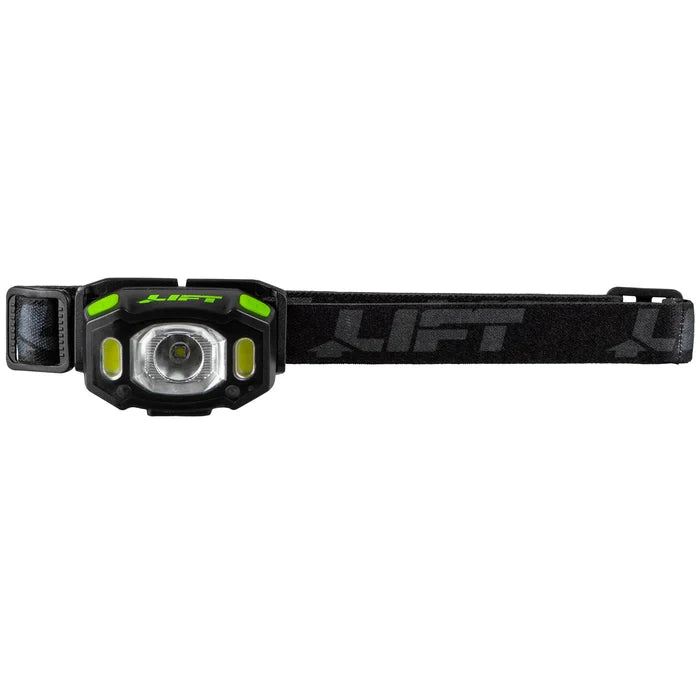Lift Safety ArcLite universal headlamp with black head strap, front view
