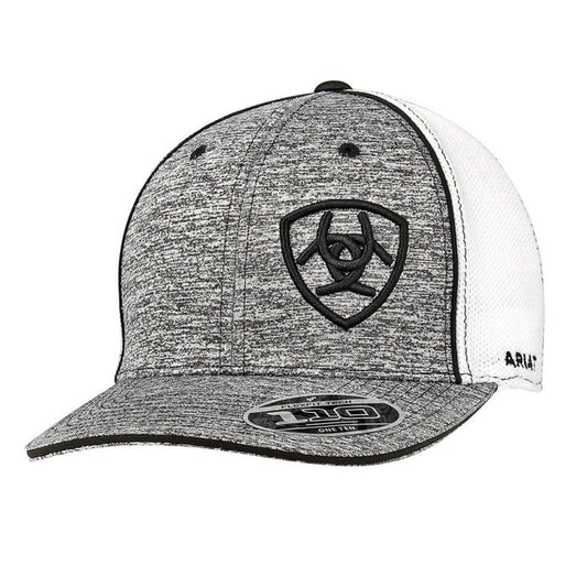 Ariat offset logo Flexfit stretch fit cap in grey heather with embroidered front logo