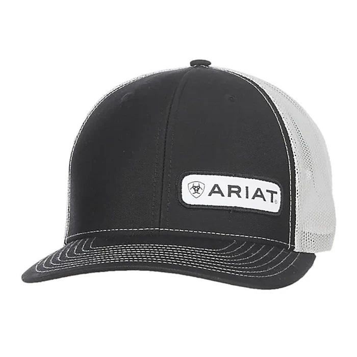 Ariat men's offset logo patch cap in black