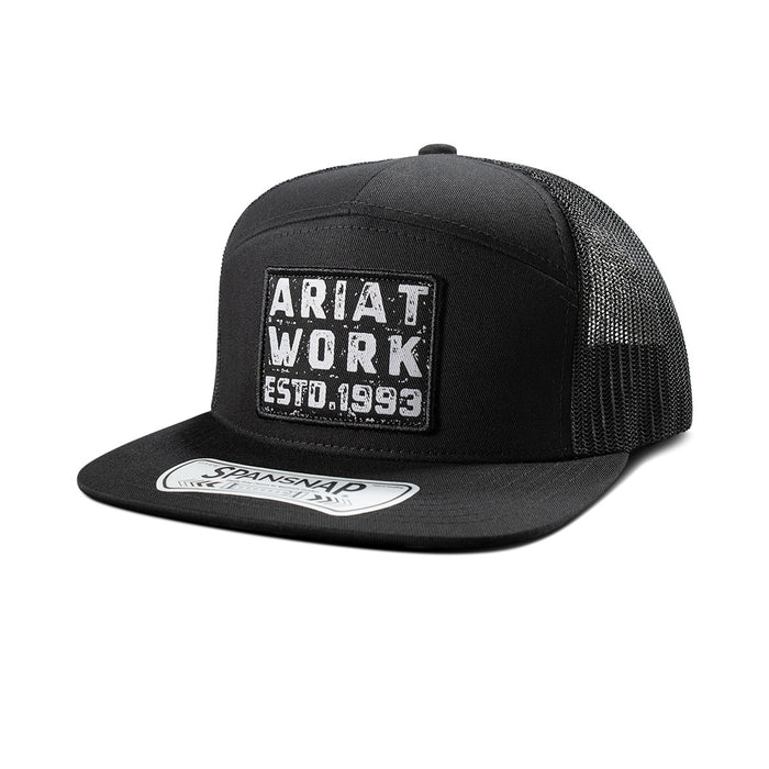 Ariat Work patch logo snapback hat in black