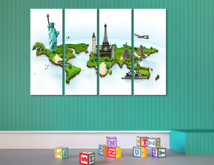 Art World Map Canvas Print #5014