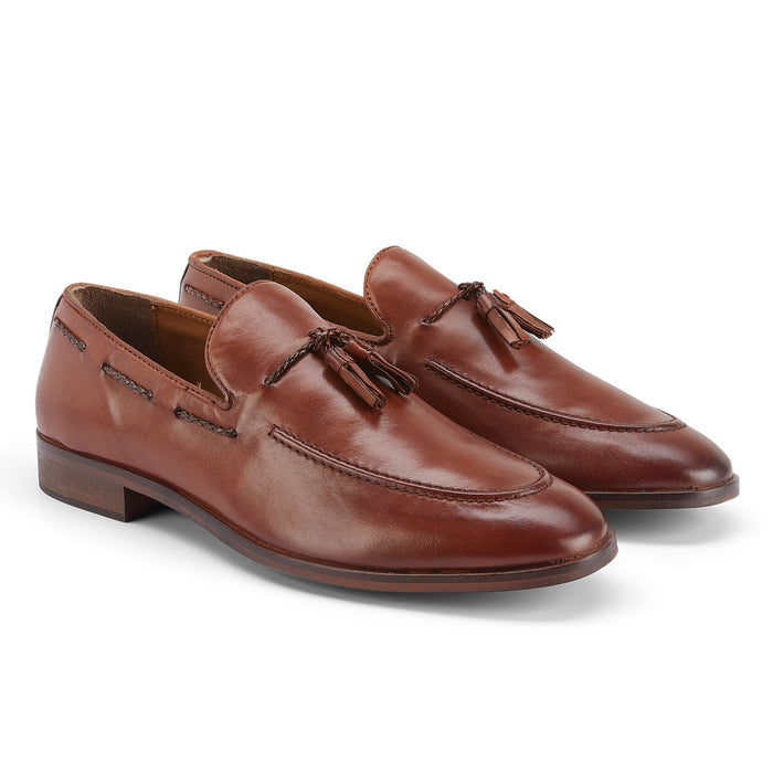 Ashford Leather Tassel Loafers - Tan