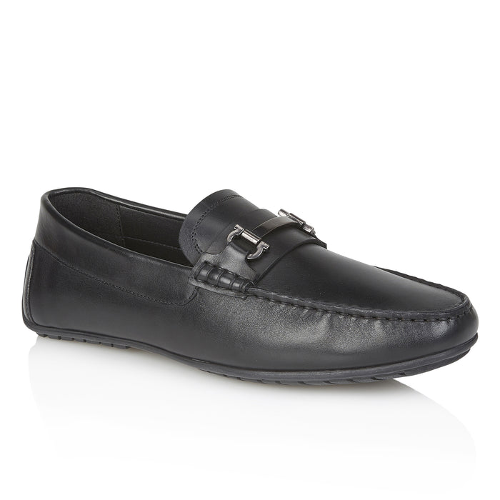 Austin Leather Driving Loafers - Black