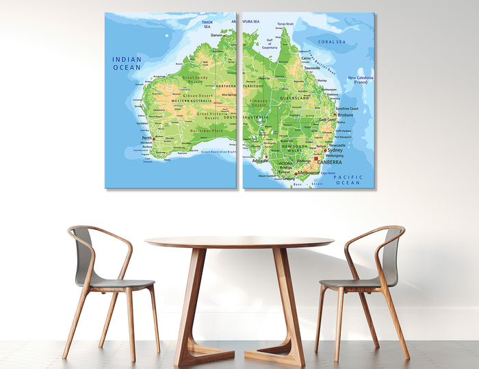 Australia Map Canvas Print #5015