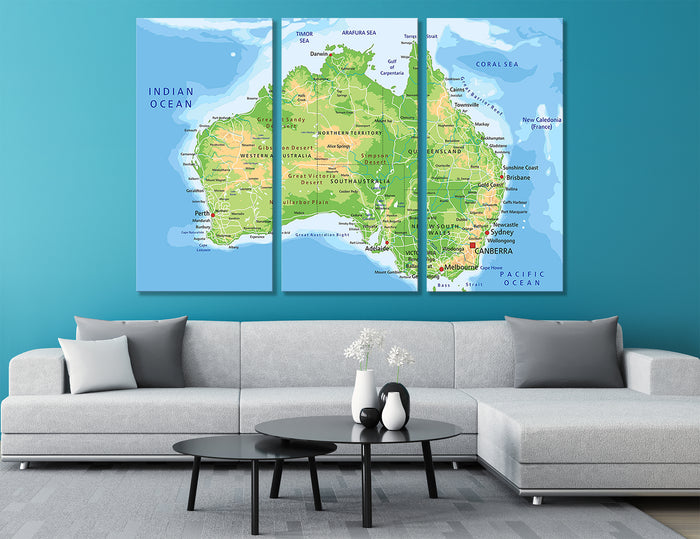 Australia Map Canvas Print #5015