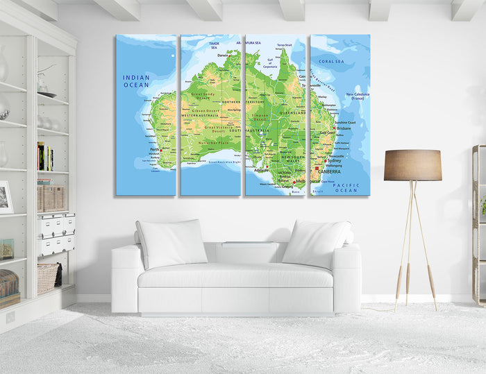 Australia Map Canvas Print #5015