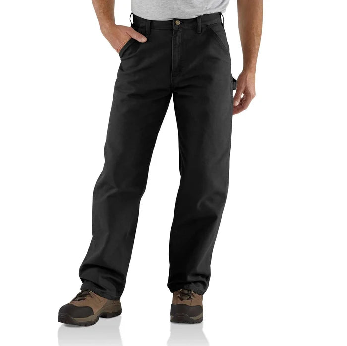 Carhartt B11 men's washed duck work dungaree in black with hammer loop