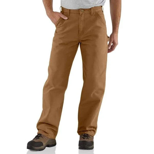 Carhartt B11 washed duck loose fit work dungaree pant in brown with hammer loop