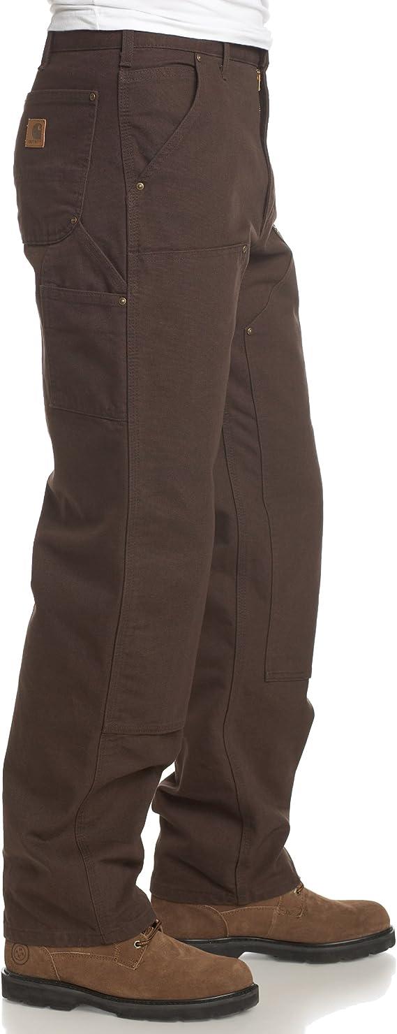 Carhartt dark brown double front washed duck dungaree, alternate view of the leg pockets