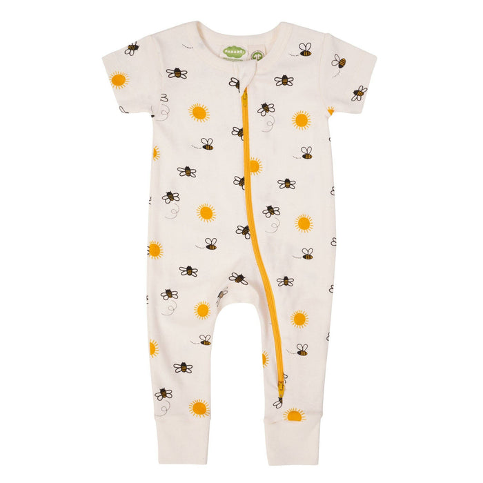 BABY Organic Signature Print '2-Way' Zip Romper - Short Sleeve