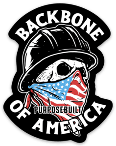 2.36 inch sticker reading Backbone of America