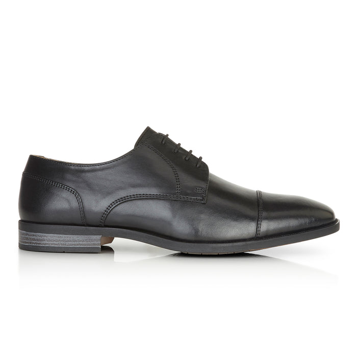 Baden Leather Toecap Derby Shoes - Black