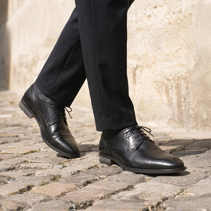 Baden Leather Toecap Derby Shoes - Black