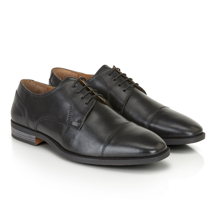 Baden Leather Toecap Derby Shoes - Black