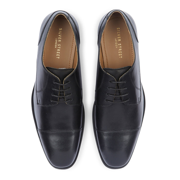 Baden Leather Toecap Derby Shoes - Black