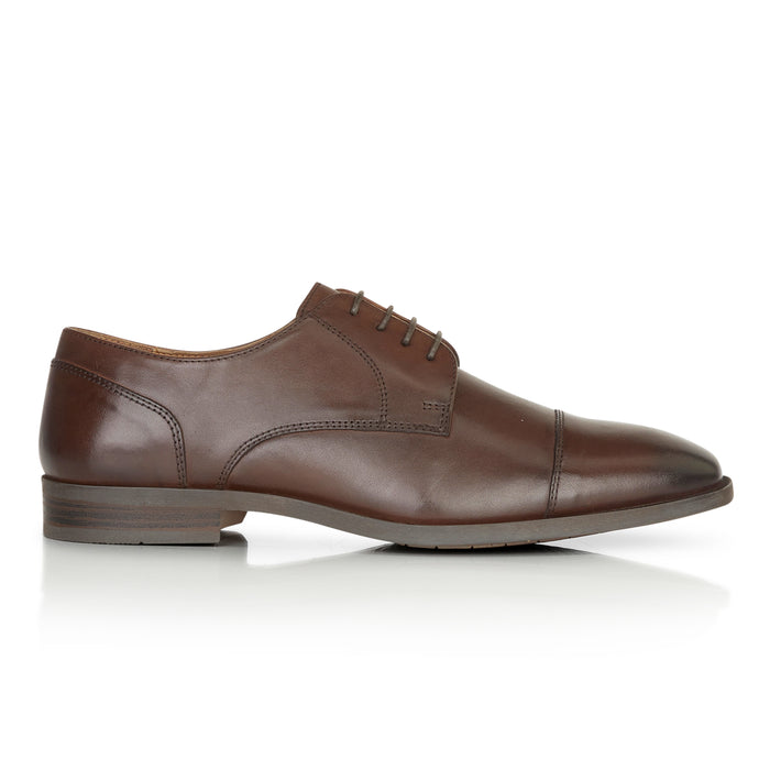 Baden Leather Toecap Derby Shoes - Brown