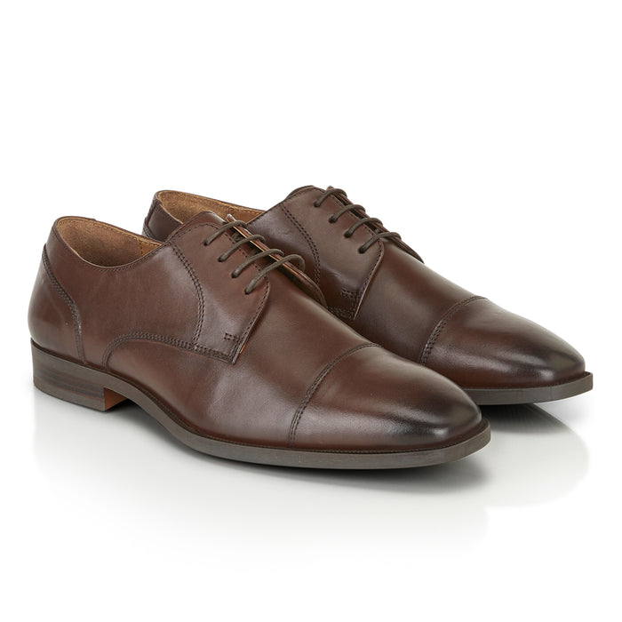 Baden Leather Toecap Derby Shoes - Brown