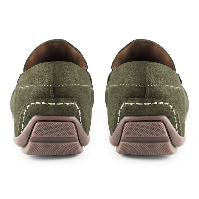 Bari Suede Leather Driving Loafers - Green
