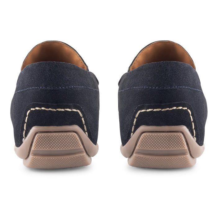Bari Suede Leather Driving Loafers - Navy