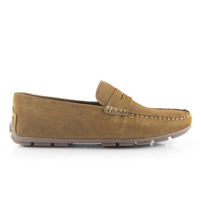 Bari Suede Leather Driving Loafers - Tan