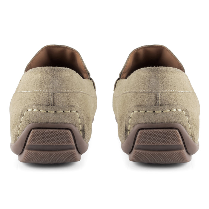 Bari Suede Leather Driving Loafers - Taupe