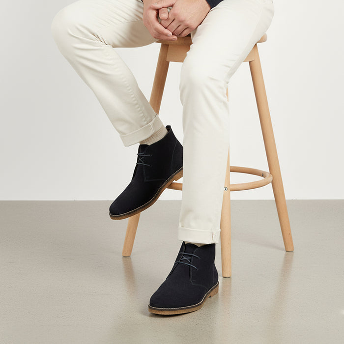 Barnaby Suede Leather Chukka Boots - Navy