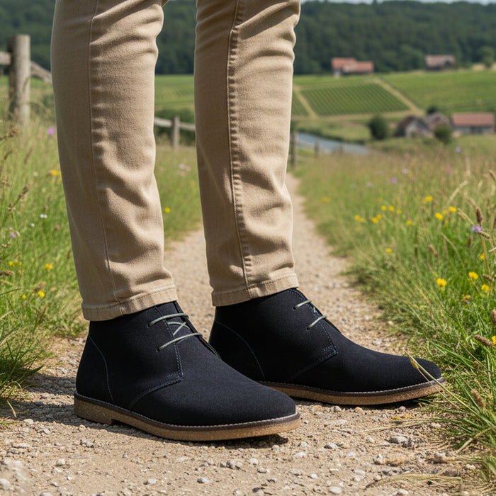 Barnaby Suede Leather Chukka Boots - Navy