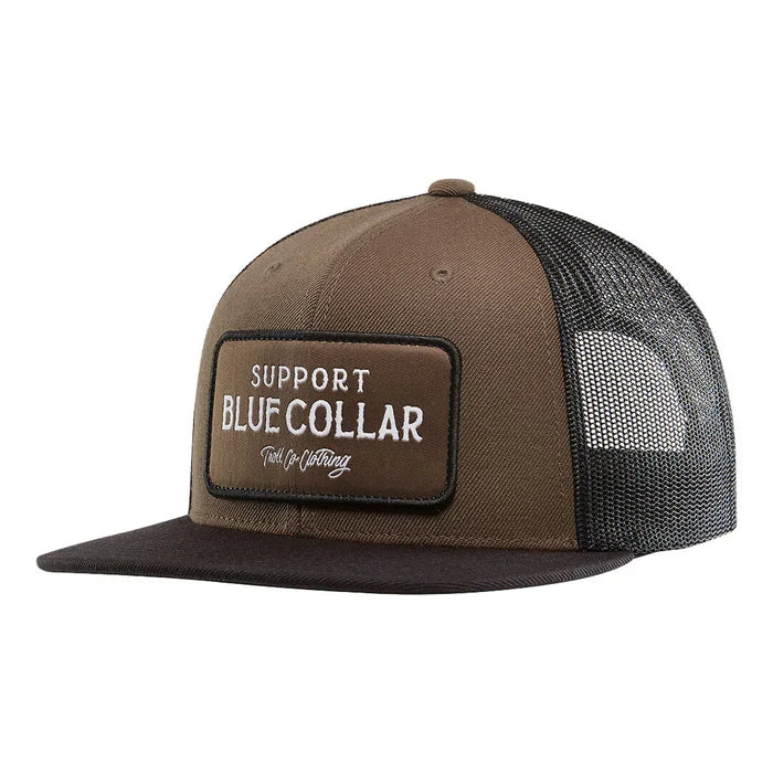 Troll Co. Barricade flat bill snapback hat in coyote brown and black
