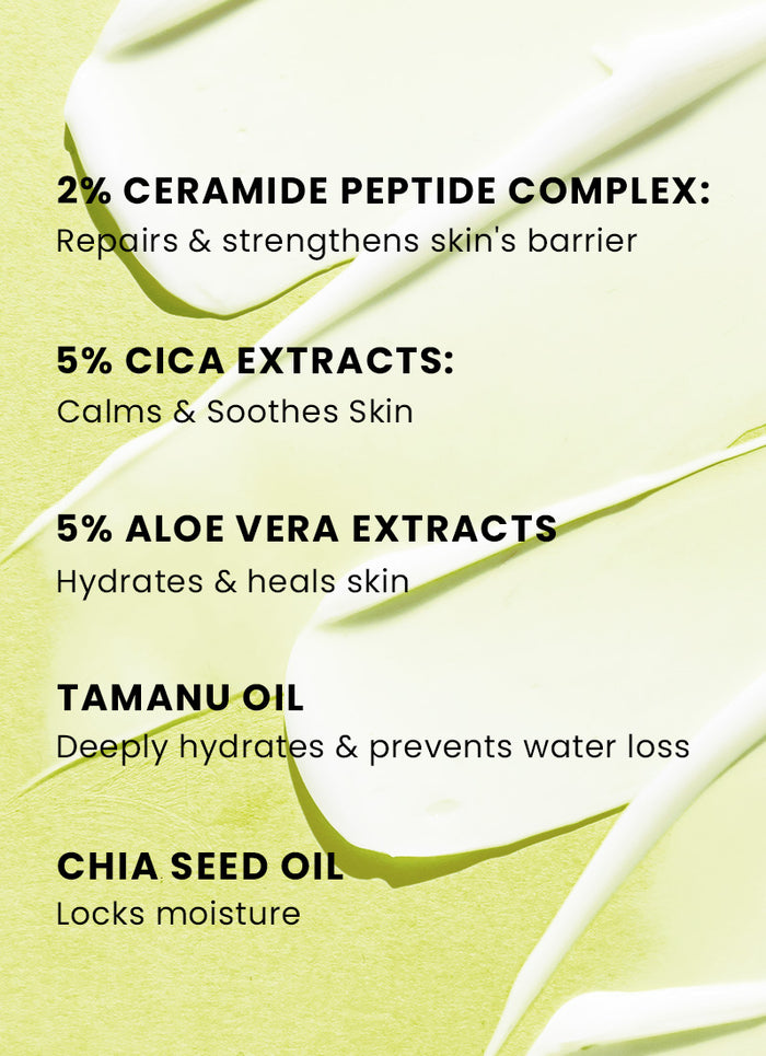 Hyphen Barrier Repair Moisturizer 100ml - 2% ceramide peptide, 5% cica and 5% aloe ingredient breakdown
