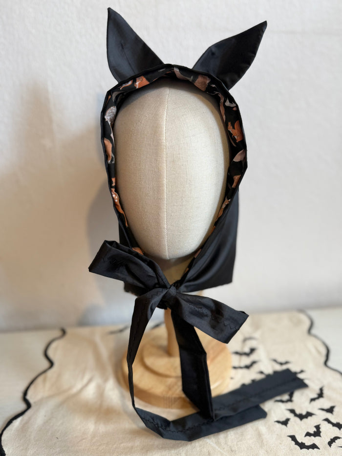 Black alternative fashion bat ear rain hood water resistant festival hat
