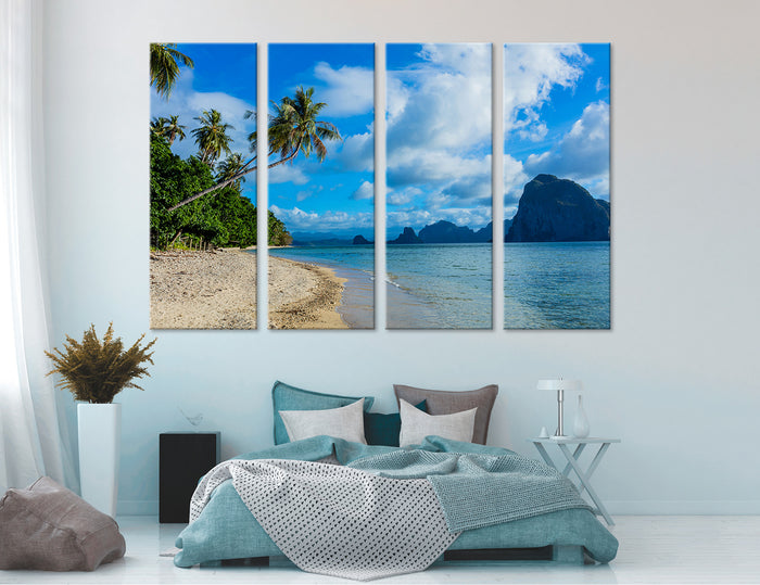 Beach With Palm Trees Canvas Print #7173