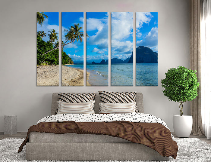 Beach With Palm Trees Canvas Print #7173