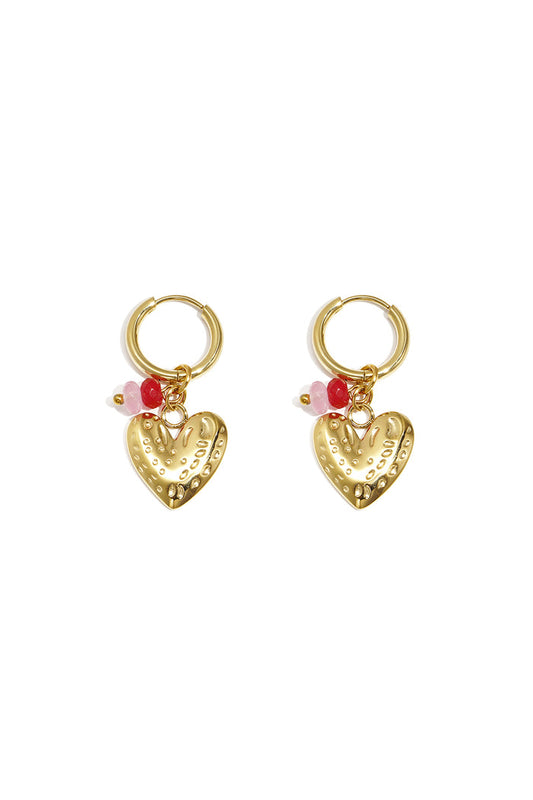 "Bead" heart earrings pink