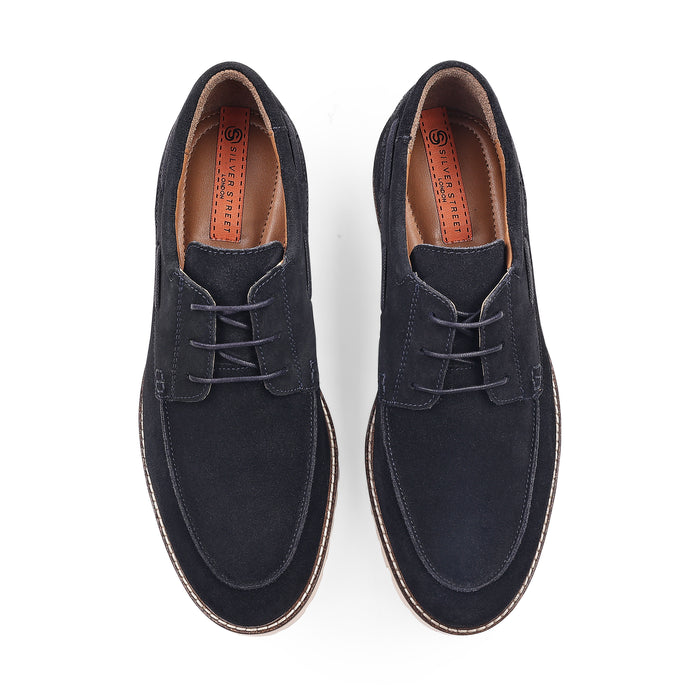 Beckenham Suede Casual Apron Front Shoes - Navy