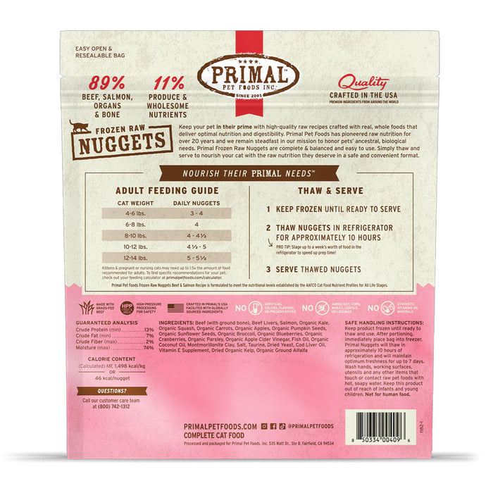 Back of Beef & Salmon Frozen Raw Cat Food 3lb bag