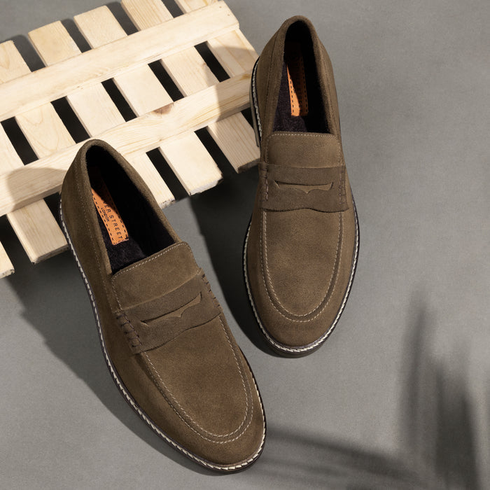 Belmont Suede Penny Loafers - Brown