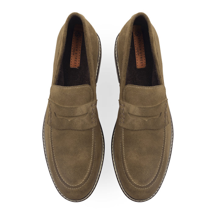 Belmont Suede Penny Loafers - Brown