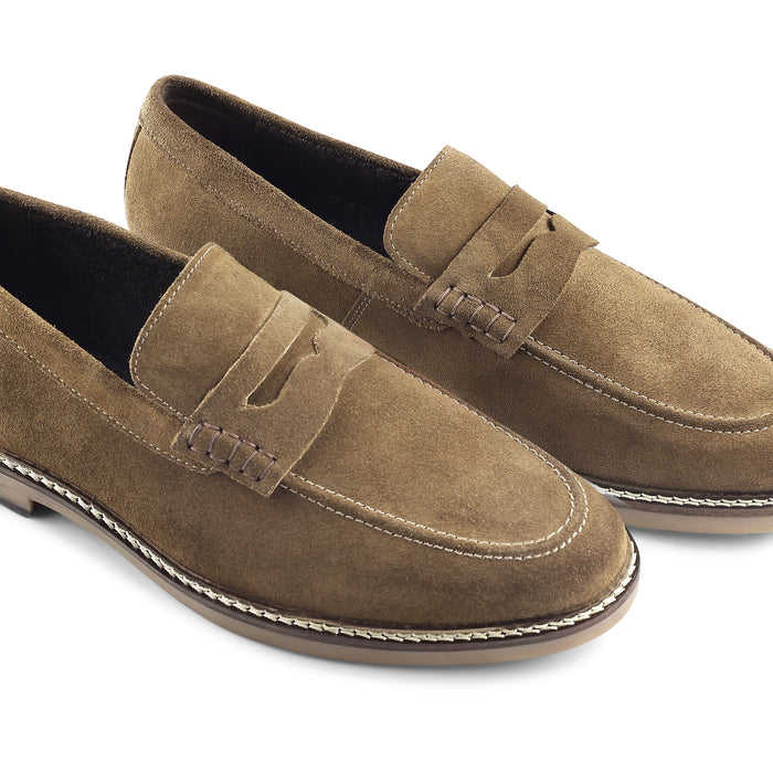 Belmont Suede Penny Loafers - Brown