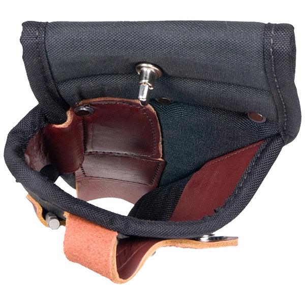 Occidental Leather belt worn drill holster holding a cordless drill