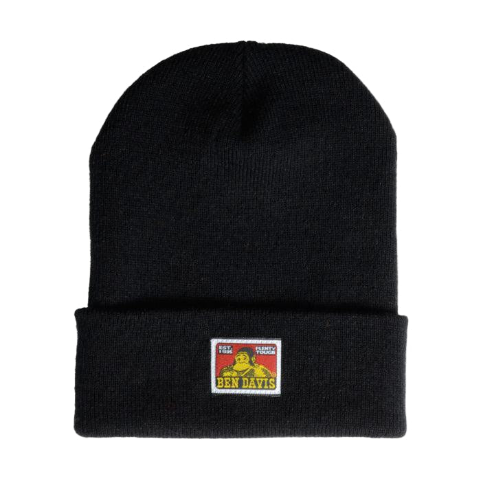 Ben Davis cuffed knit beanie in black with embroidered logo patch